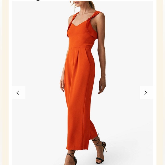 Reiss Amika Bow Back Jumpsuit in Orange - Picture 3 of 10